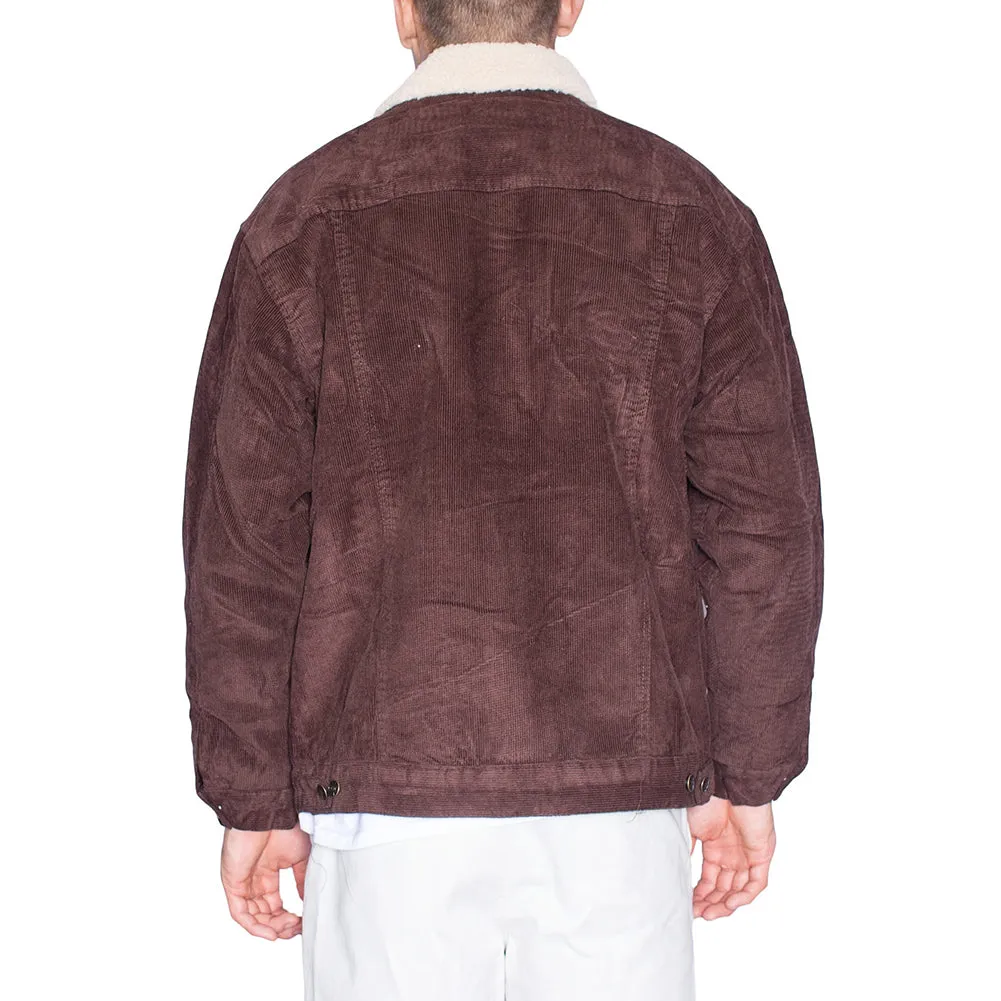 Oscar Sports Men's Sherpa Lined Button Front Cotton Corduroy Jacket
