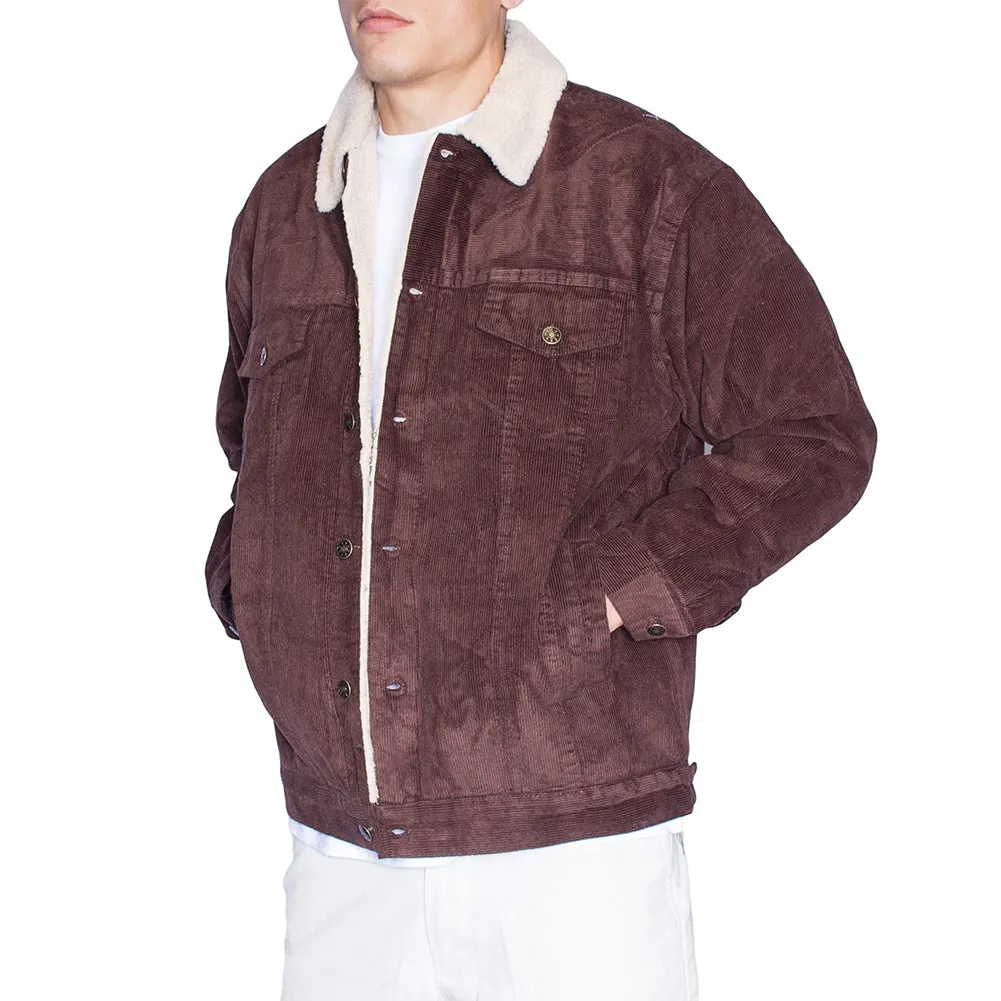 Oscar Sports Men's Sherpa Lined Button Front Cotton Corduroy Jacket