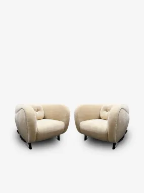 Pair Of Minitore In Teddy Mohair Sable by Pierre Augustin Rose