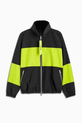 panel track jacket / black   citrus lime