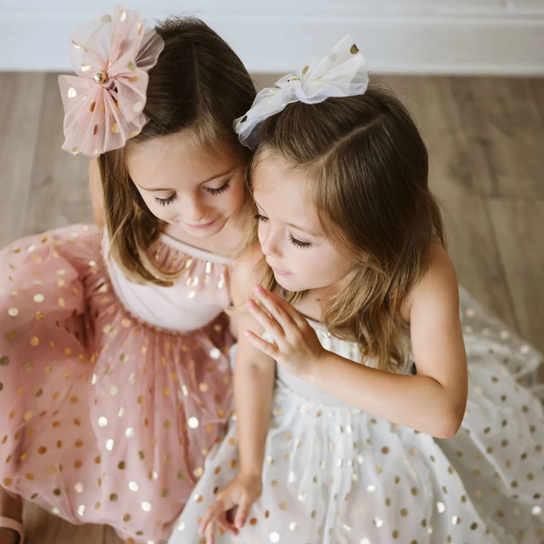 Petite Hailey Gold Dot Tutu Dress - Beige