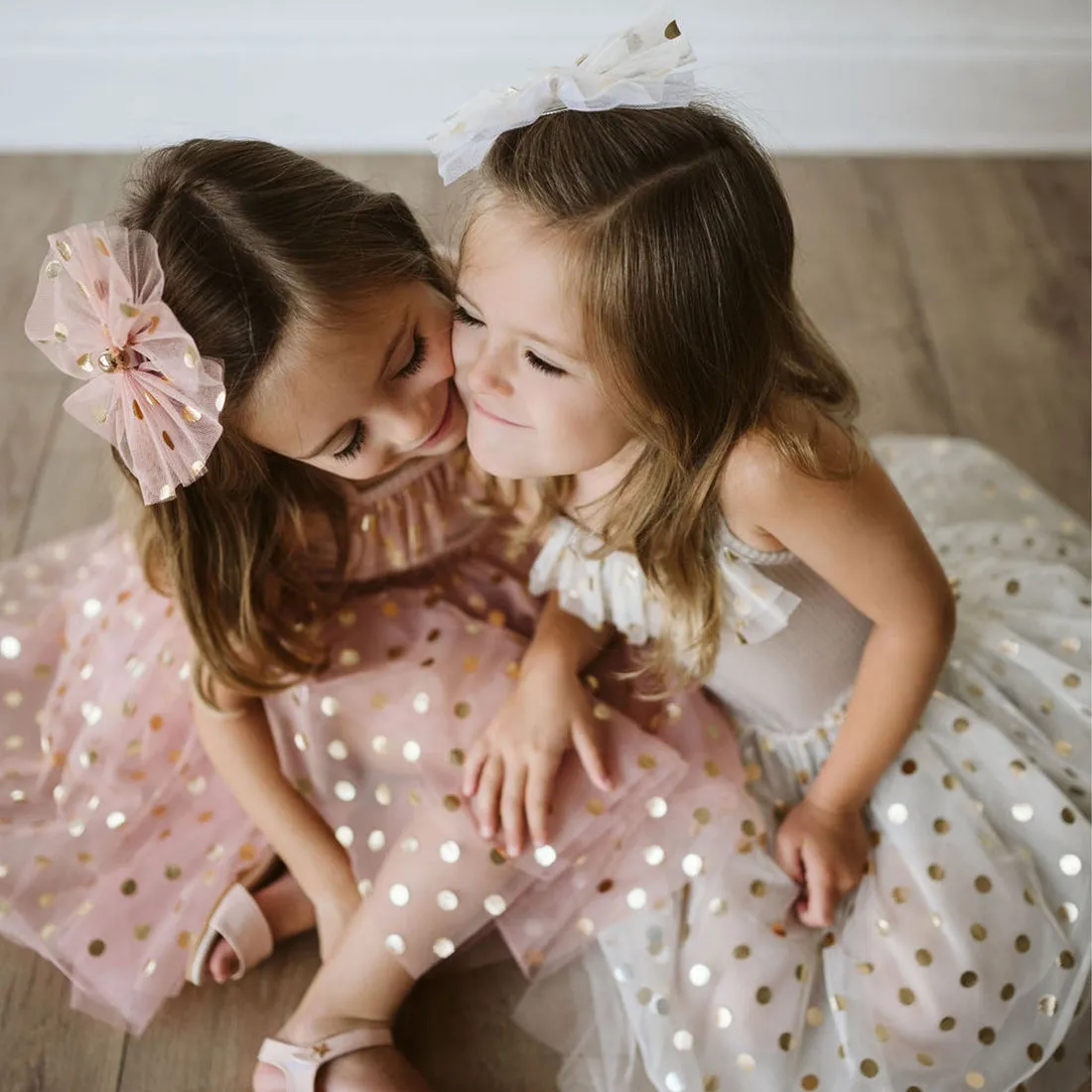 Petite Hailey Gold Dot Tutu Dress - Beige