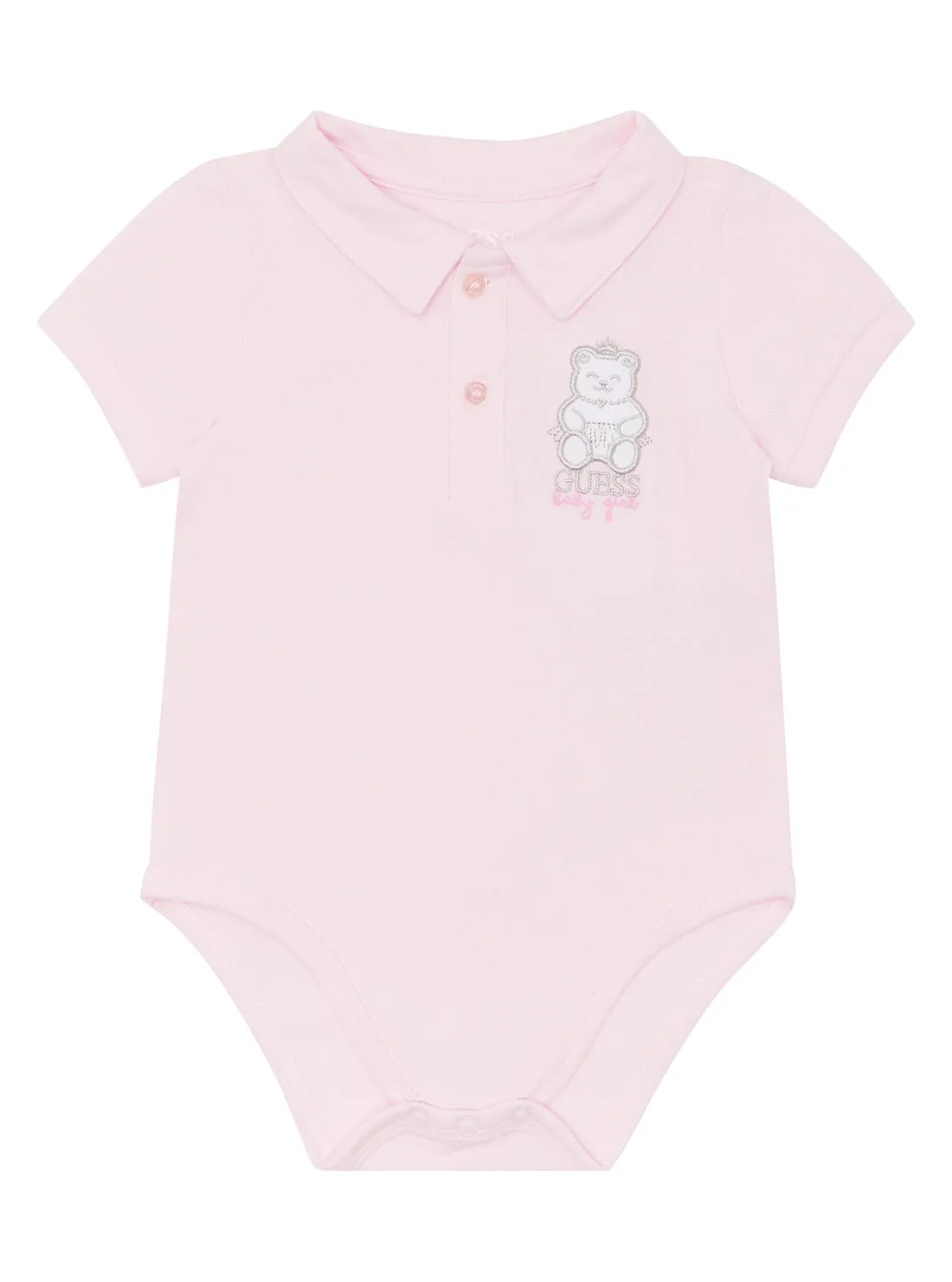 Pink Bear Logo Polo Onesie (0-12m)