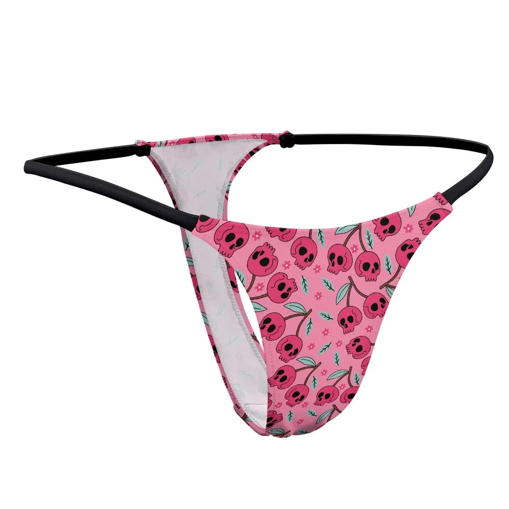 Pink Cherry Skulls Thin Thong