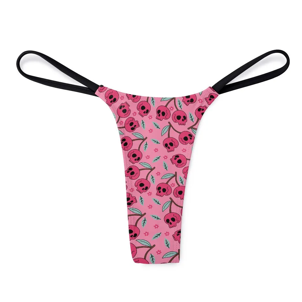 Pink Cherry Skulls Thin Thong