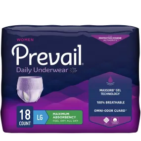 Prevail for Women Daily Absorbent Underwear, Large, Heavy Absorbency Pack of 18