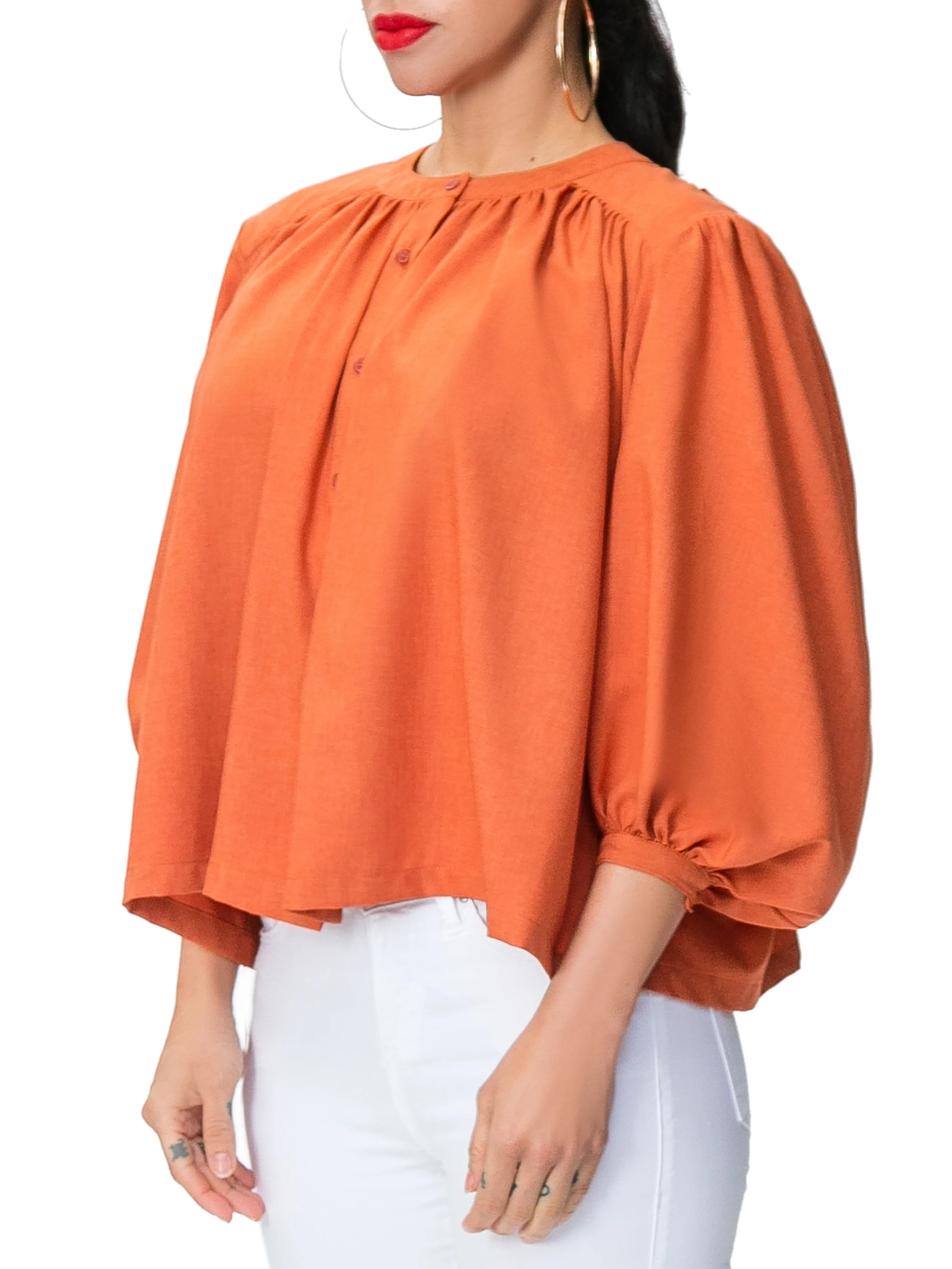 "Farrah" Rust Button-Down Top