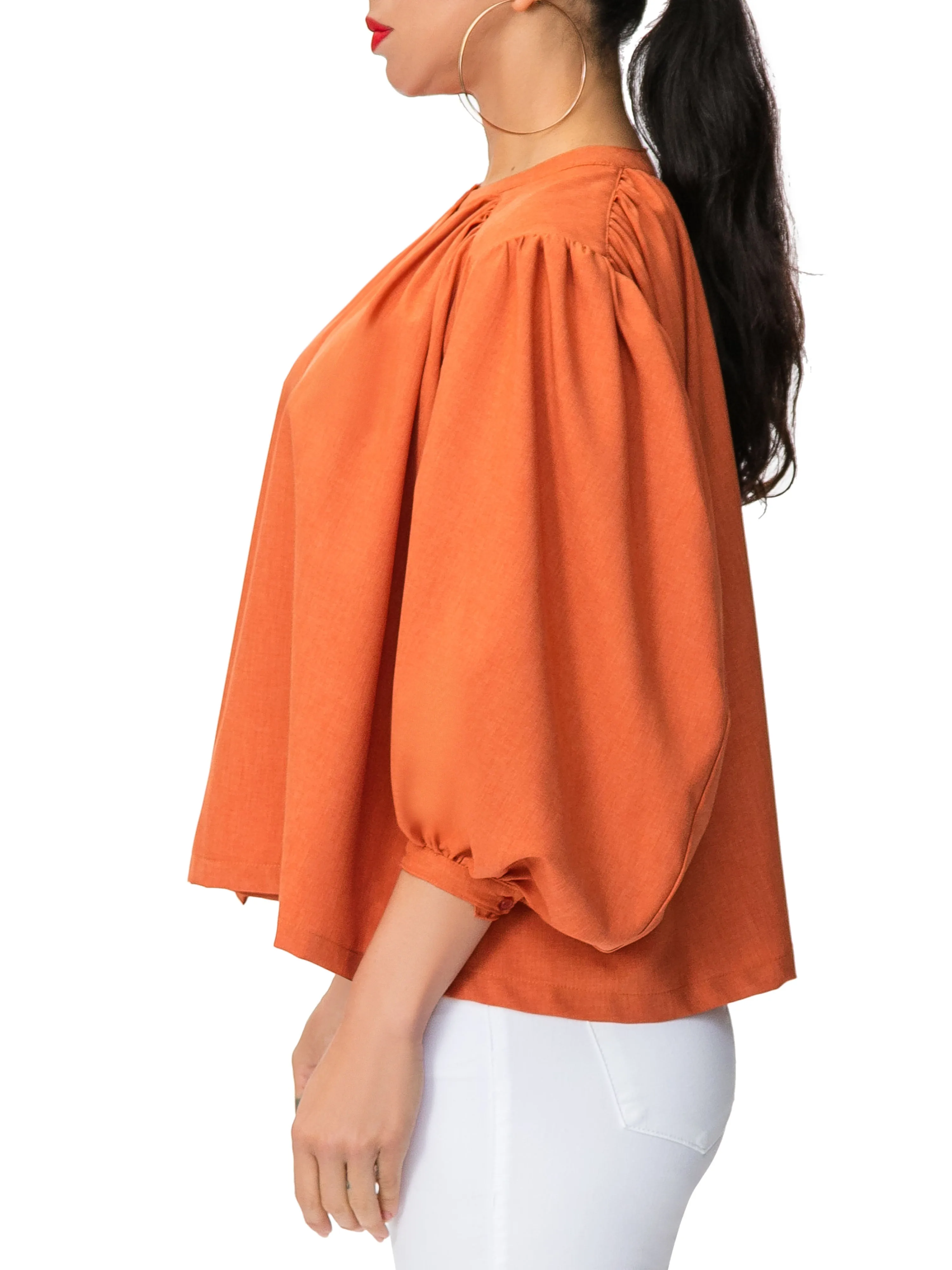 "Farrah" Rust Button-Down Top
