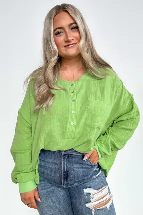 Rayssa Flowy Raw Edge Henley Top - FINAL SALE