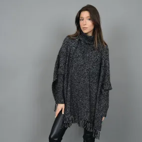 Rd Style Women's Ishar  Long Sleeve Poncho - Black Grey Twist