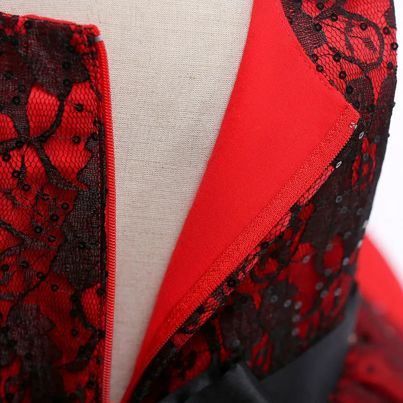 Red Sequin Lace Dress, Size 3-10 Yrs