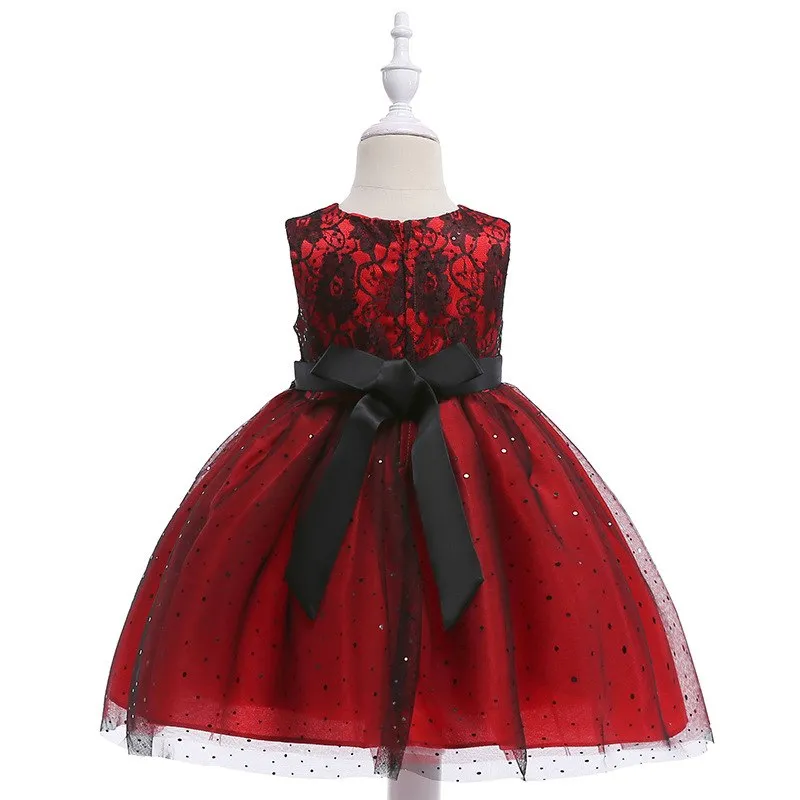 Red Sequin Lace Dress, Size 3-10 Yrs
