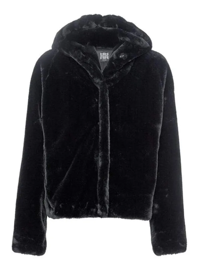 Riani Short Black Teddy Bear Coat With Hood 802980-5327 999