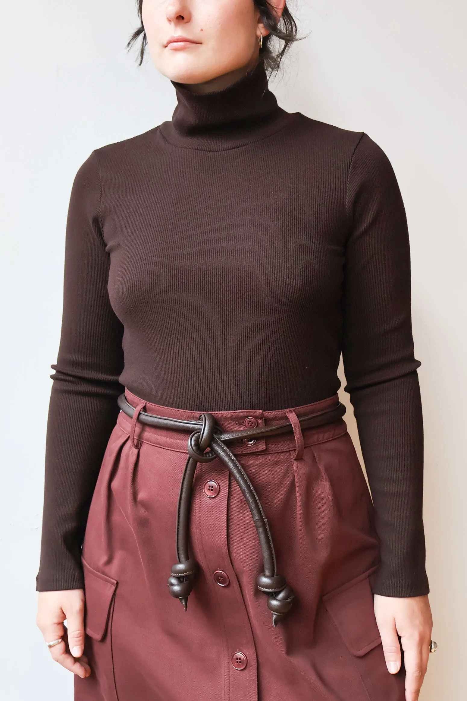 Rib Turtleneck in Espresso