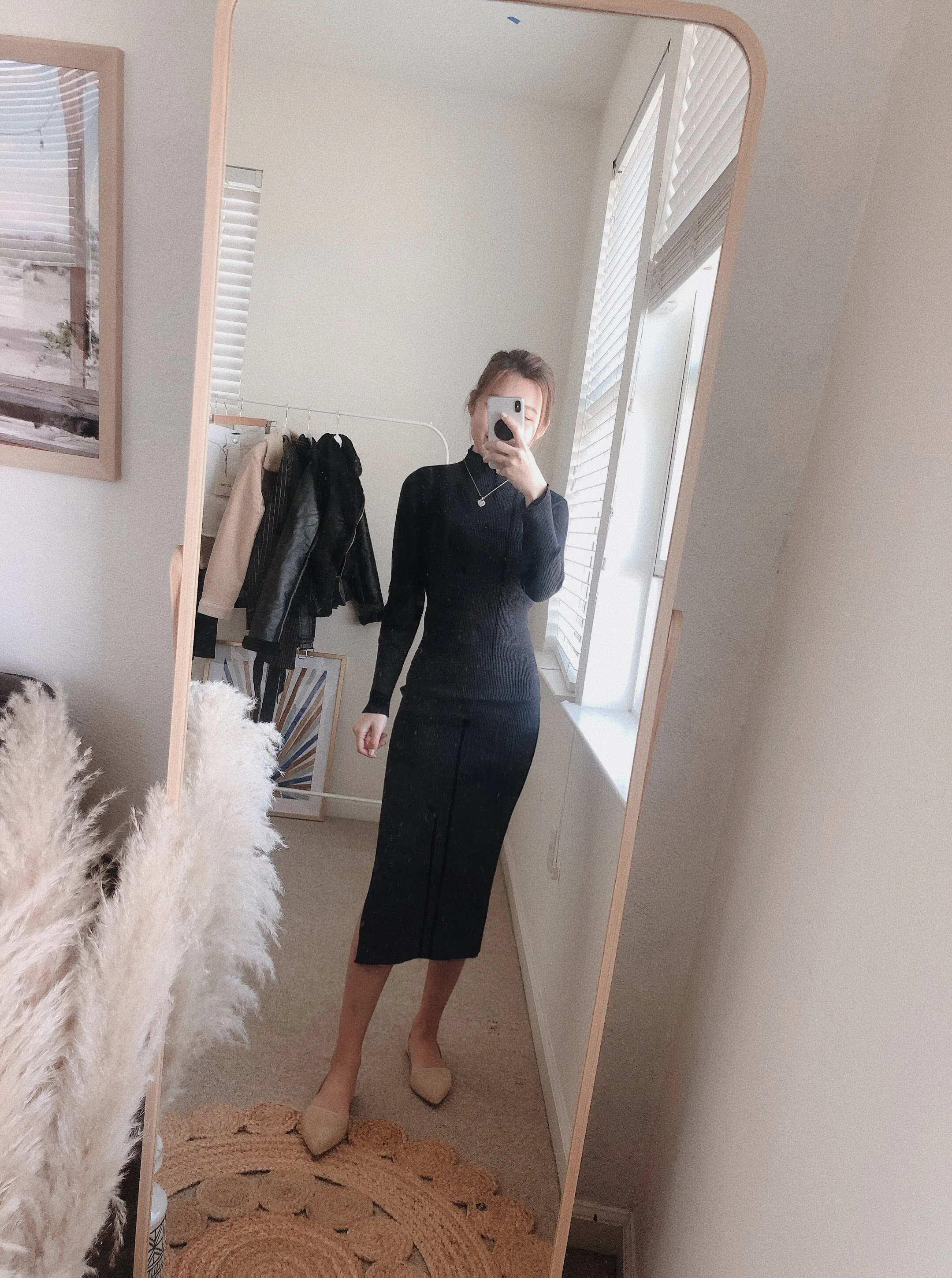 Ribbed Knit Mock Neck Dress