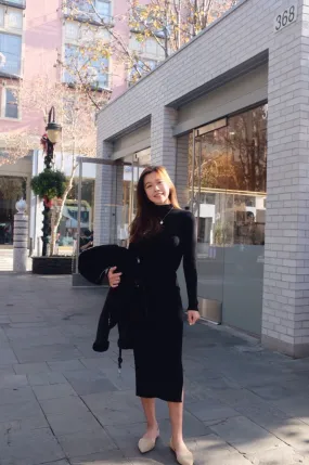 Ribbed Knit Mock Neck Dress