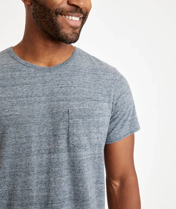 Saddle Hem Pocket Tee - Heather Blue Neps