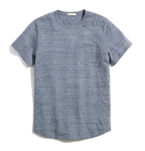 Saddle Hem Pocket Tee - Heather Blue Neps