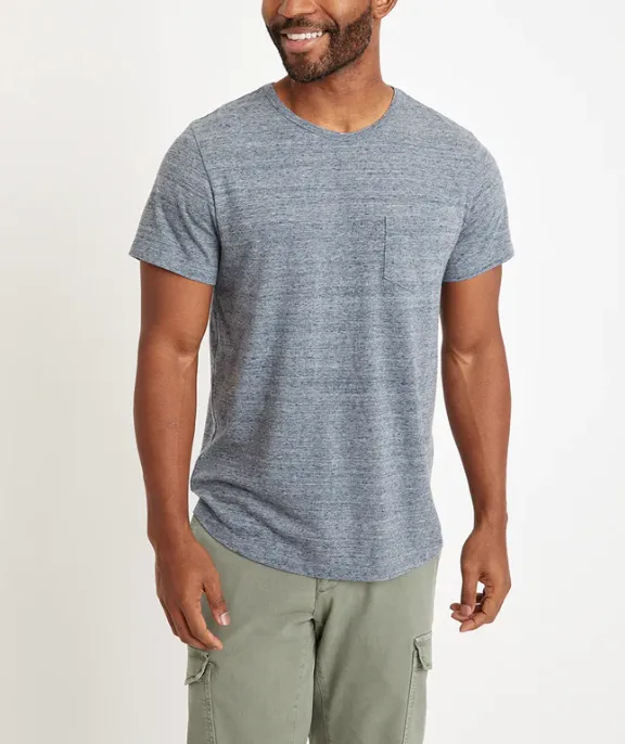 Saddle Hem Pocket Tee - Heather Blue Neps