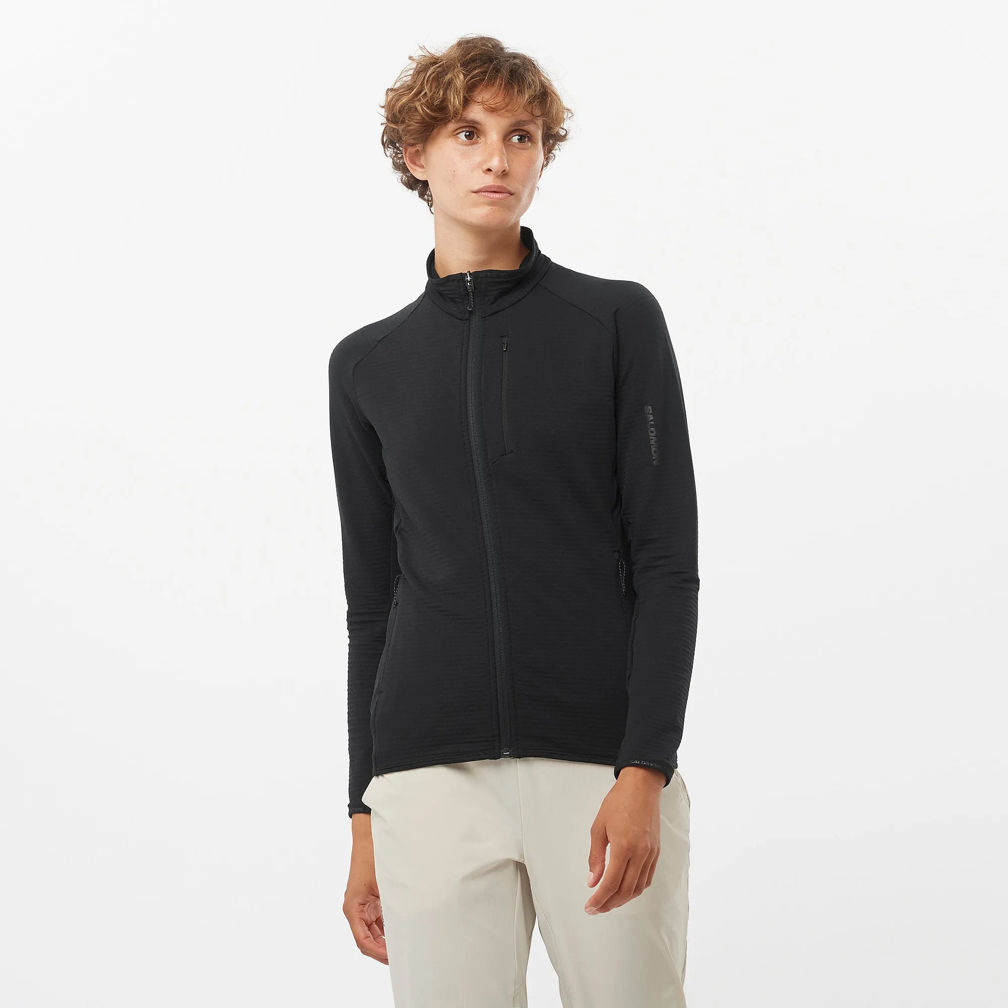 Salomon Essential Lightwarm Womens Full Zip Fleece - Black