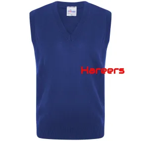 School Uniform Unisex Boys Girls Kids V Neck Knitted Sleeveless Tank Top Jumper -RoyalBlue