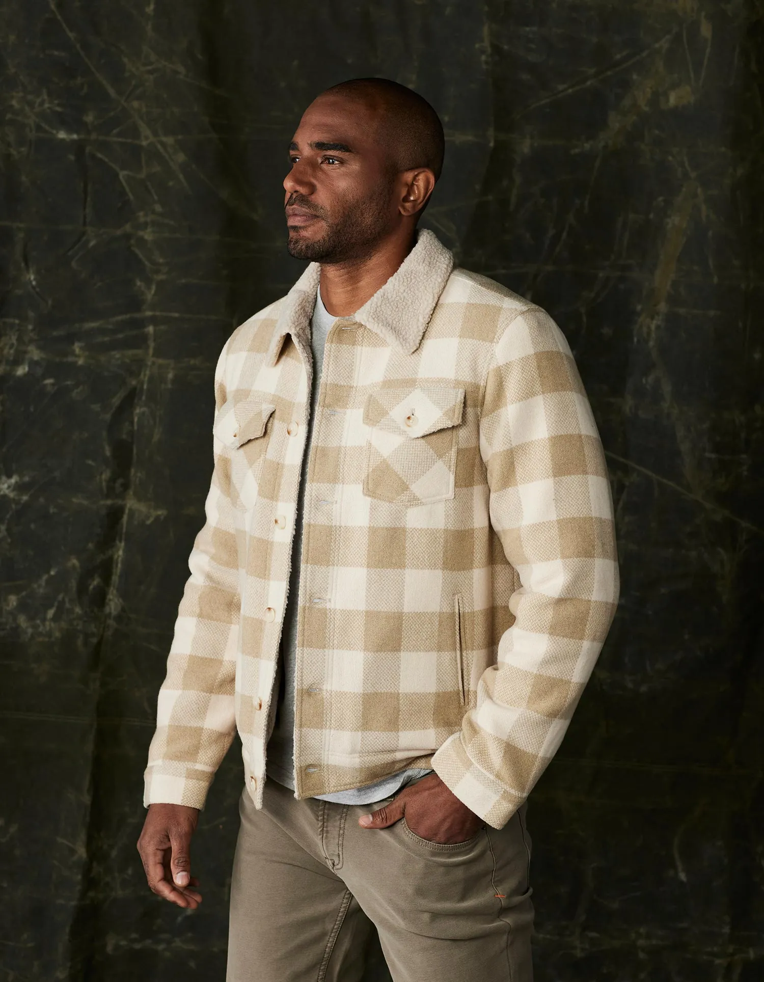 Sherpa Collar Jacket in Oat Buffalo