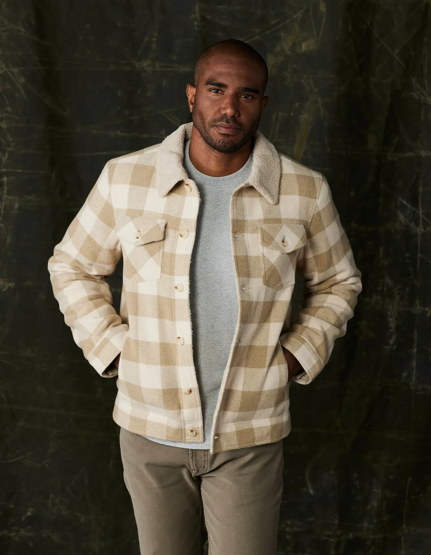 Sherpa Collar Jacket in Oat Buffalo