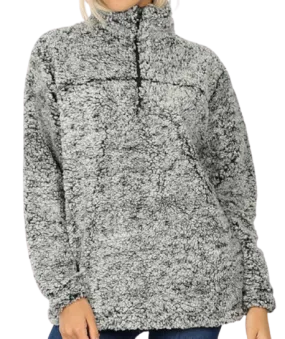 Sherpa Jacket with 1/4 Zip - Grey