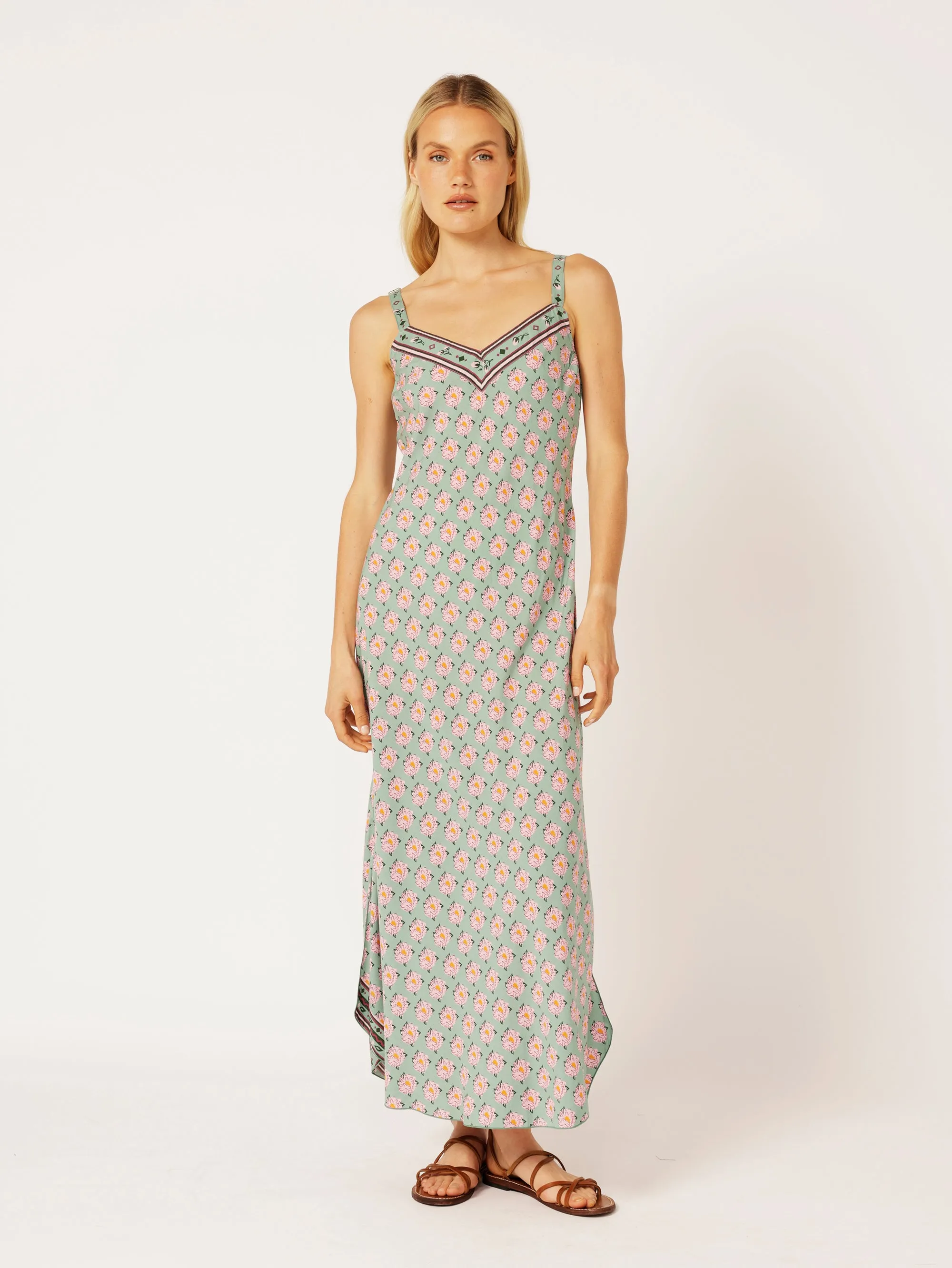 Slip Dress MAXI | Bias Cut | Sage Peony