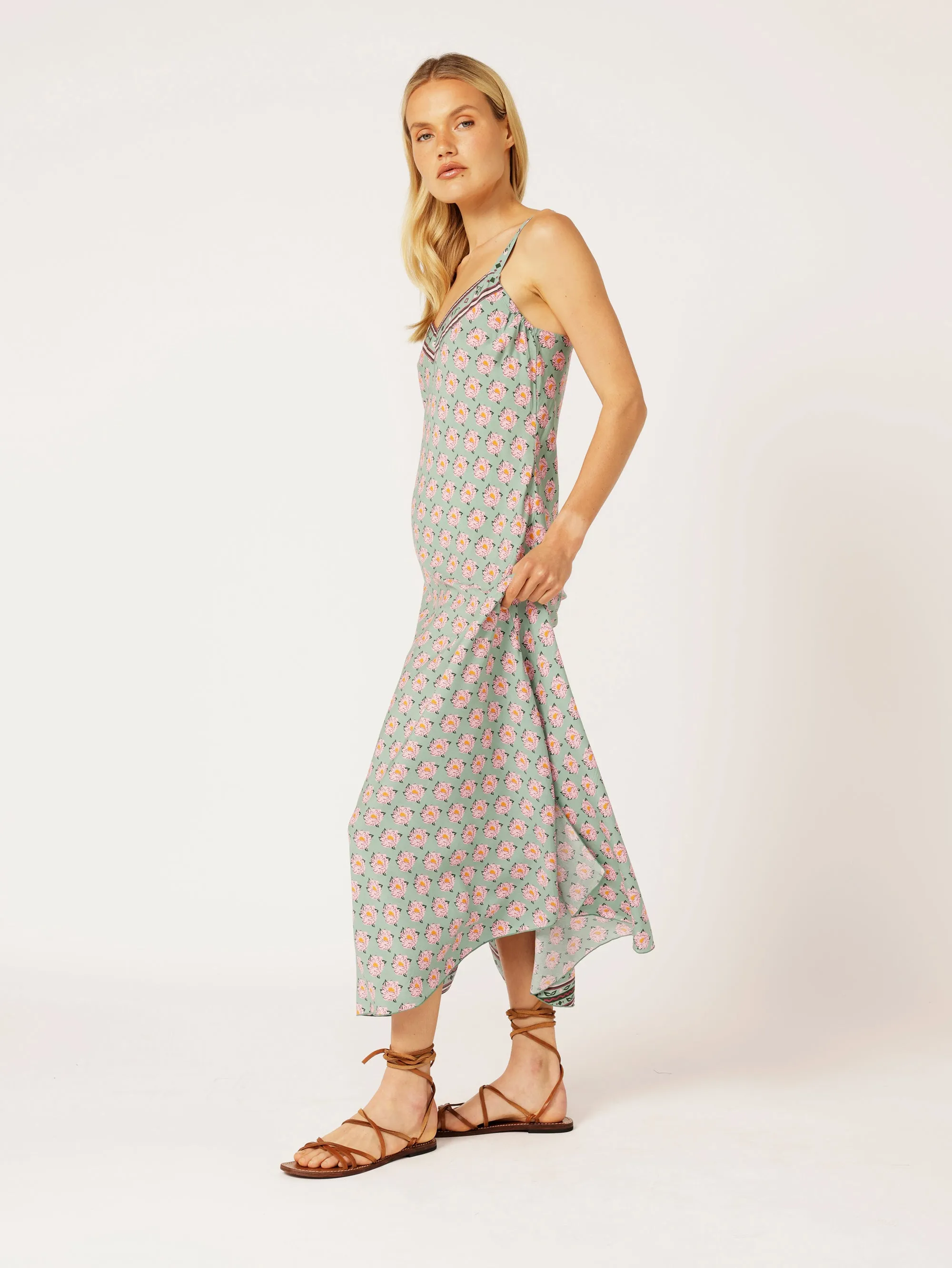 Slip Dress MAXI | Bias Cut | Sage Peony