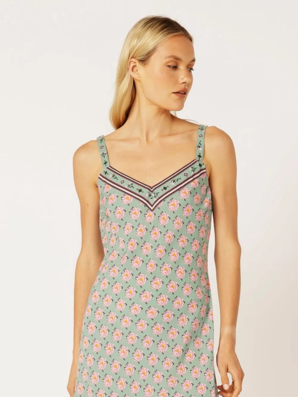 Slip Dress MAXI | Bias Cut | Sage Peony