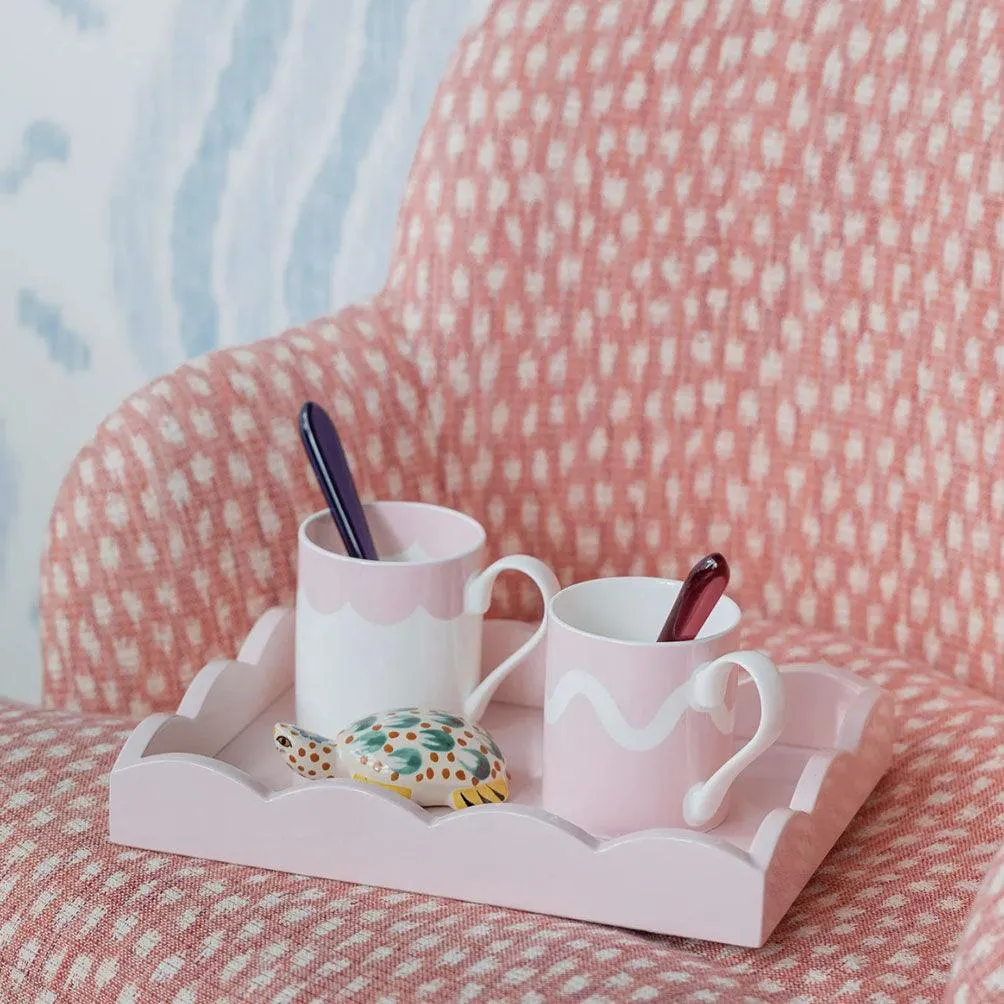 Small Scallop Rect Tray | Pale Pink