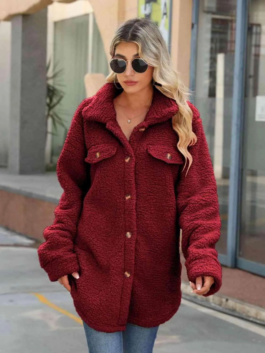 Snuggly Button Down Teddy Winter Coat