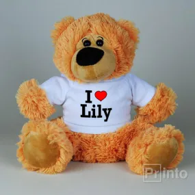 Soft brown Teddy Bear toy - I love Lily