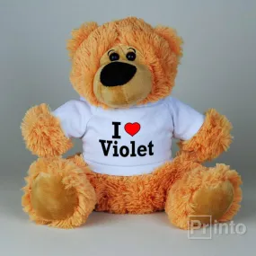 Soft brown Teddy Bear toy - I love Violet