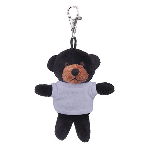 Soft Plush Black Teddy Bear Keychain with Tee