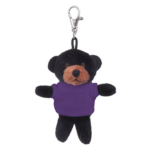 Soft Plush Black Teddy Bear Keychain with Tee