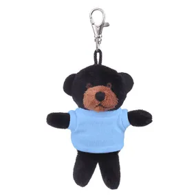 Soft Plush Black Teddy Bear Keychain with Tee