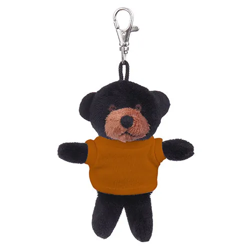 Soft Plush Black Teddy Bear Keychain with Tee
