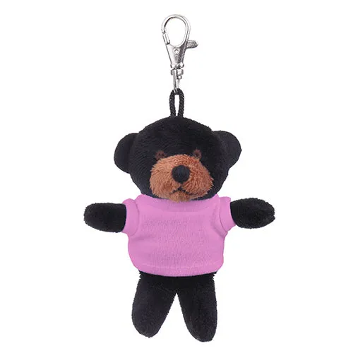 Soft Plush Black Teddy Bear Keychain with Tee