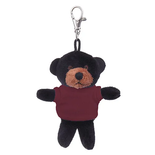 Soft Plush Black Teddy Bear Keychain with Tee