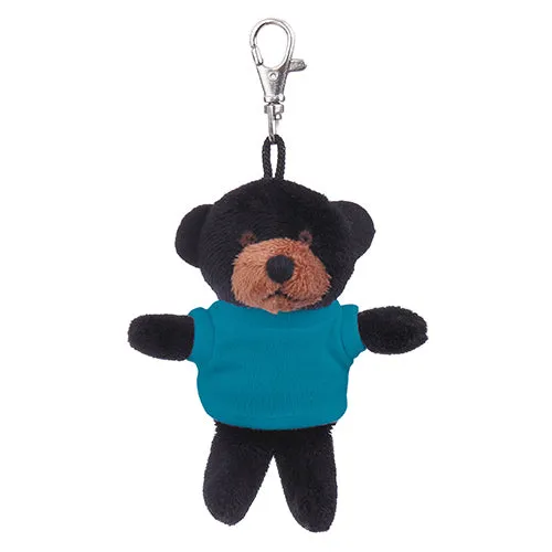 Soft Plush Black Teddy Bear Keychain with Tee