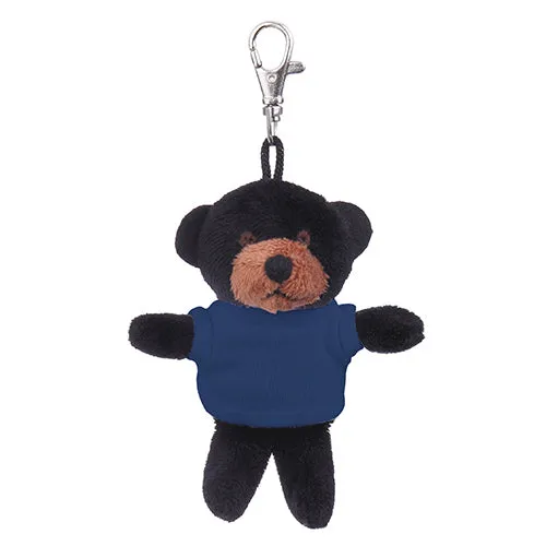 Soft Plush Black Teddy Bear Keychain with Tee