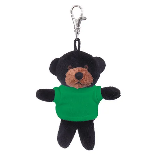 Soft Plush Black Teddy Bear Keychain with Tee