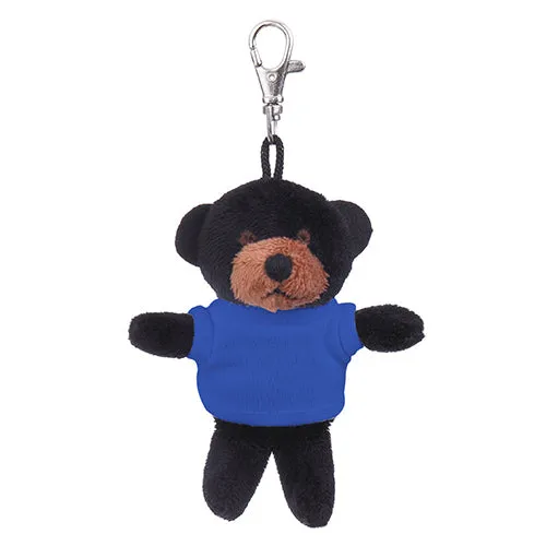 Soft Plush Black Teddy Bear Keychain with Tee