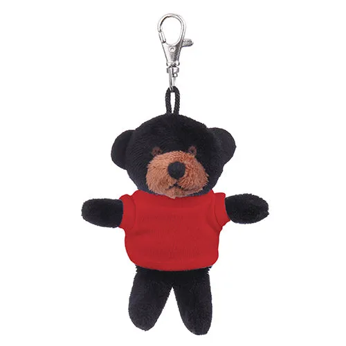 Soft Plush Black Teddy Bear Keychain with Tee