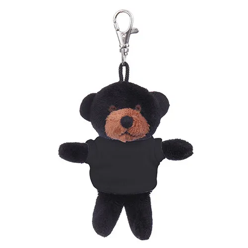 Soft Plush Black Teddy Bear Keychain with Tee