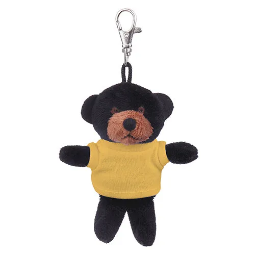 Soft Plush Black Teddy Bear Keychain with Tee