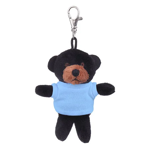 Soft Plush Black Teddy Bear Keychain with Tee