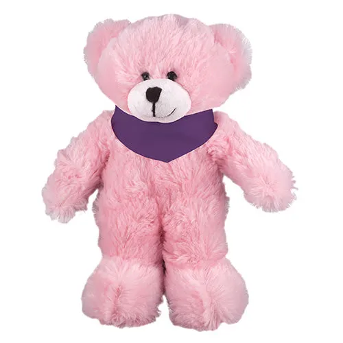 Soft Plush Stuffed Pink Teddy Bear with Bandana